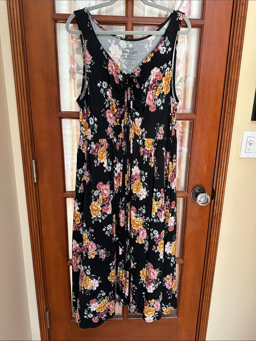 torrid Super Soft Black Floral Dress with pockets